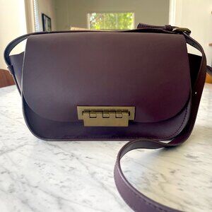 Zac Posen Leather Crossbody Bag - Maroon with Red Interior